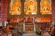 Далай-лама дает учения в монастыре Дорзонг Тубтен Донгак Рабгьял Чолинг 12 сентября 2010. Фото: Абхишек Мадхукар