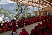 Монахи разносят чай во время учений Его Святейшества Далай-ламы, дарованных им по просьбе буддистов из Тайланда. Дхарамсала, Индия. 15 марта 2011. Фото: Тензин Чойджор (Офис ЕСДЛ)