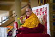 Его Святейшество Далай-лама во время учений по Джатакам в Дхарамсале, Индия. 19 марта 2011. Фото: Тензин Чойджор (Офис ЕСДЛ)