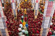 Его Святейшество Далай-лама входит в монастырь Дрепунг Лоселинг, чтобы продолжить учения по восемнадцати коренным текстам и комментариям традиции Ламрим. Мандгод, Индия. 10 декабря 2012 г. Фото: Тензин Чойджор (офис ЕСДЛ)