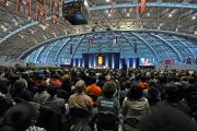 Вро время лекции Его Святейшества Далай-ламы "Развитие сердца" в Принстонском университете. 28 октября 2014 г. Нью-Джерси, США. Фото: Denise Applewhite