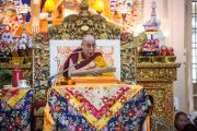 Его Святейшество Далай-лама в первый из четырех дней учений, дарованных по просьбе буддистов из Монголии. Дхарамсала, Индия. 2 декабря 2014 г. Фото: Тензин Чойджор (офис ЕСДЛ)