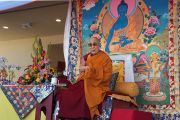 Его Святейшество Далай-лама выступает с публичной лекцией в буддийском храме Dieu Ngu. Вестминстер, штат Калифорния, США. 18 июня 2016 г. Фото: Джереми Рассел (офис ЕСДЛ)