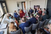 Встреча Его Святейшества Далай-ламы с членами группы поддержки Тибета при Европейском парламенте. Брюссель, Бельгия. 8 сентября 2016 г. Фото: Оливье Адам