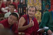 Досточтимый Лобсанг Гонпо комментирует доклады во время второй сессии международного симпозиума «Эмори–Тибет». Мундгод, штат Карнатака, Индия. 18 декабря 2016 г. Фото: Тензин Чойджор (офис ЕСДЛ)