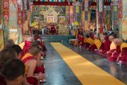 Торжественная церемония в честь прибытия Его Святейшества Далай-ламы в монастырь Ганден Лачи. Мундгод, штат Карнатака, Индия. 22 декабря 2016 г. Фото: Тензин Чойджор (офис ЕСДЛ)