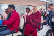 Его Святейшество Далай-лама и главный министр штата Аруначал-Прадеш Пема Кханду прибывают на открытие мемориального музея Дордже Кханду. Таванг, штат Аруначал-Прадеш, Индия. 9 апреля 2017 г. Фото: Тензин Чойджор (офис ЕСДЛ)