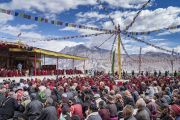 Вид на площадку учений Его Святейшества Далай-ламы в монастыре Дискет. Дискет, долина Нубра, штат Джамму и Кашмир, Индия. 13 июля 2017 г. Фото: Тензин Чойджор (офис ЕСДЛ)