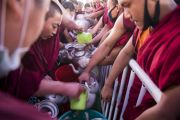 Волонтеры готовятся угостить чаем более 30 000 верующих, собравшихся на учения Его Святейшества Далай-ламы. Бодхгая, штат Бихар, Индия. 15 января 2018 г. Фото: Мануэль Бауэр.