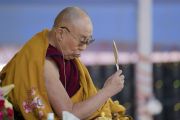 Его Святейшество Далай-лама дарует посвящение одиночного Ямантаки. Бодхгая, штат Бихар, Индия. 21 января 2018 г. Фото: Лобсанг Церинг.