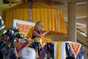 Его Святейшество Далай-лама дает комментарий к «Восхвалению взаимозависимого возникновения» Чже Цонкапы. Дхарамсала, Индия. 2 марта 2018 г. Фото: Тензин Чойджор.